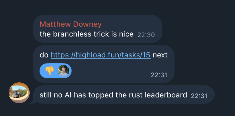 Matt Downey message about Highload.fun